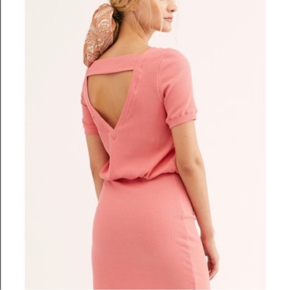 FP Free People Beach Pink Happy Hour Ribbed Mini Dress Size Medium - Picture 8 of 8